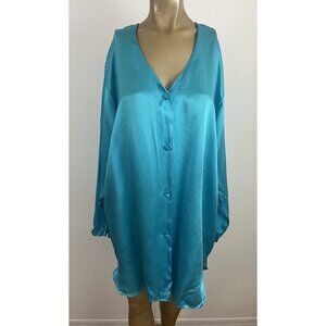 Victoria’s Secret Gold Label Silk Satin Sleep Shirt Chemise Button Up Women's L